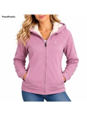 Sherpa Fleece Full Zip Hoodie Waffle Knit Warm Winter Jacket